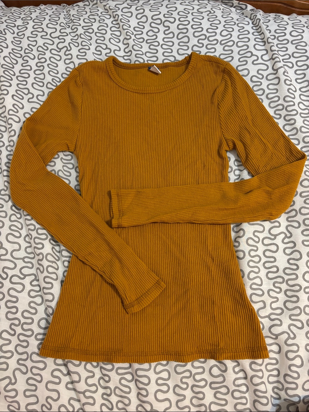 Old Navy Ribbed Long-Sleeve Crewneck Top - Mustard Gold